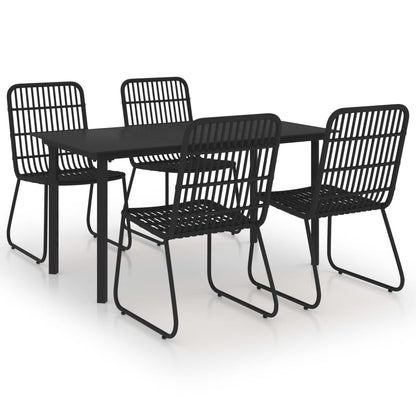 vidaXL Dining Set | Black | Poly rattan | 5-piece | Stackable | Dining Set