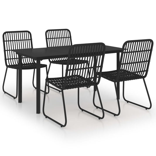 vidaXL Dining Set | Black | Poly rattan | 5-piece | Stackable | Dining Set