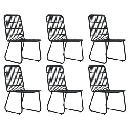 vidaXL Dining Set | Black | Poly rattan, powder-coated steel, glass