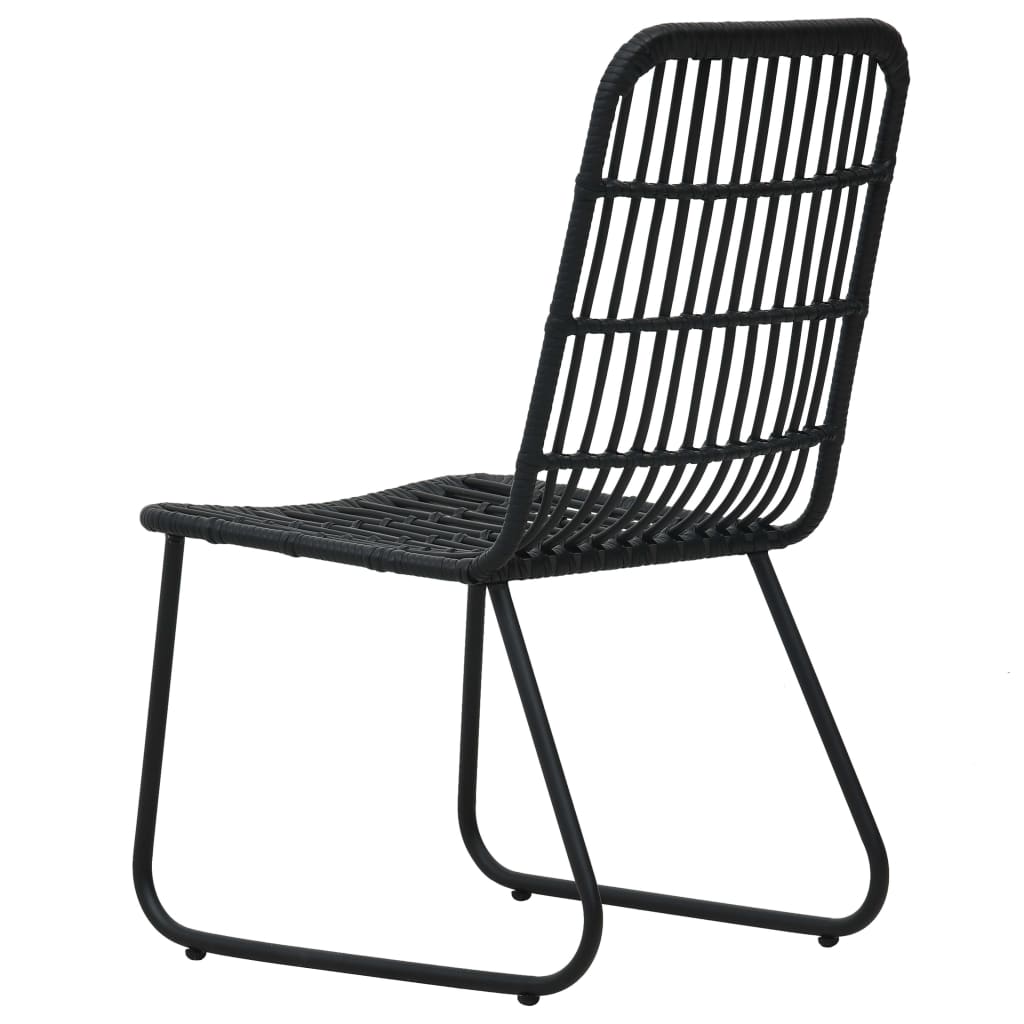 vidaXL Dining Set | Black | Poly rattan, powder-coated steel, glass