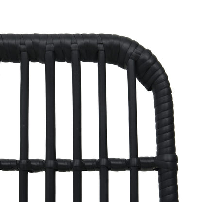 vidaXL Dining Set | Black | Poly rattan, powder-coated steel, glass
