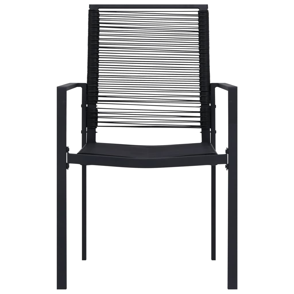 vidaXL Dining Set | Black | Glass, Powder-Coated Steel, PVC Hollow Rattan