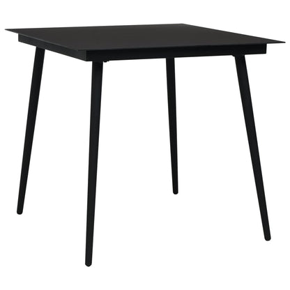 vidaXL Dining Set | Black | Glass, Powder-Coated Steel, PVC Hollow Rattan