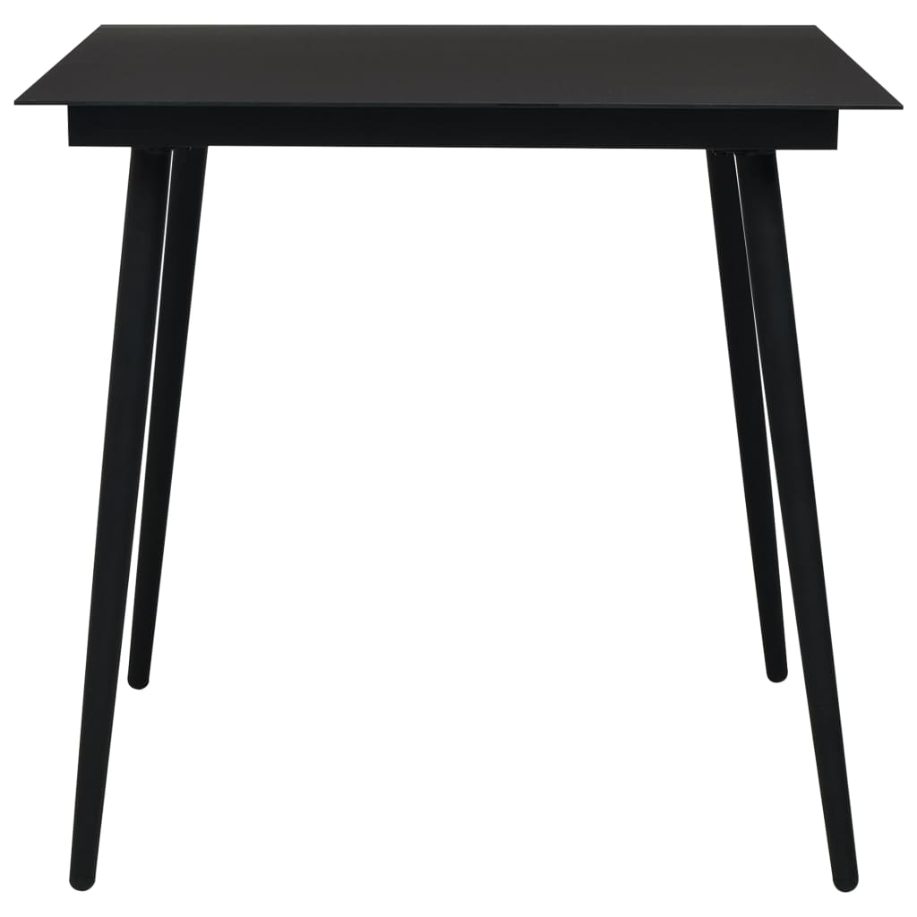 vidaXL Dining Set | Black | Glass, Powder-Coated Steel, PVC Hollow Rattan