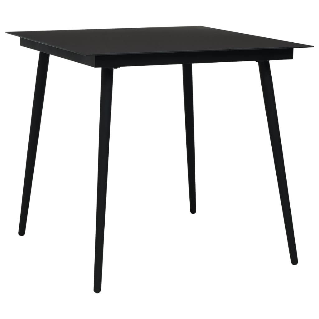 vidaXL Dining Set | Black | Glass, Powder-Coated Steel, PVC Hollow Rattan