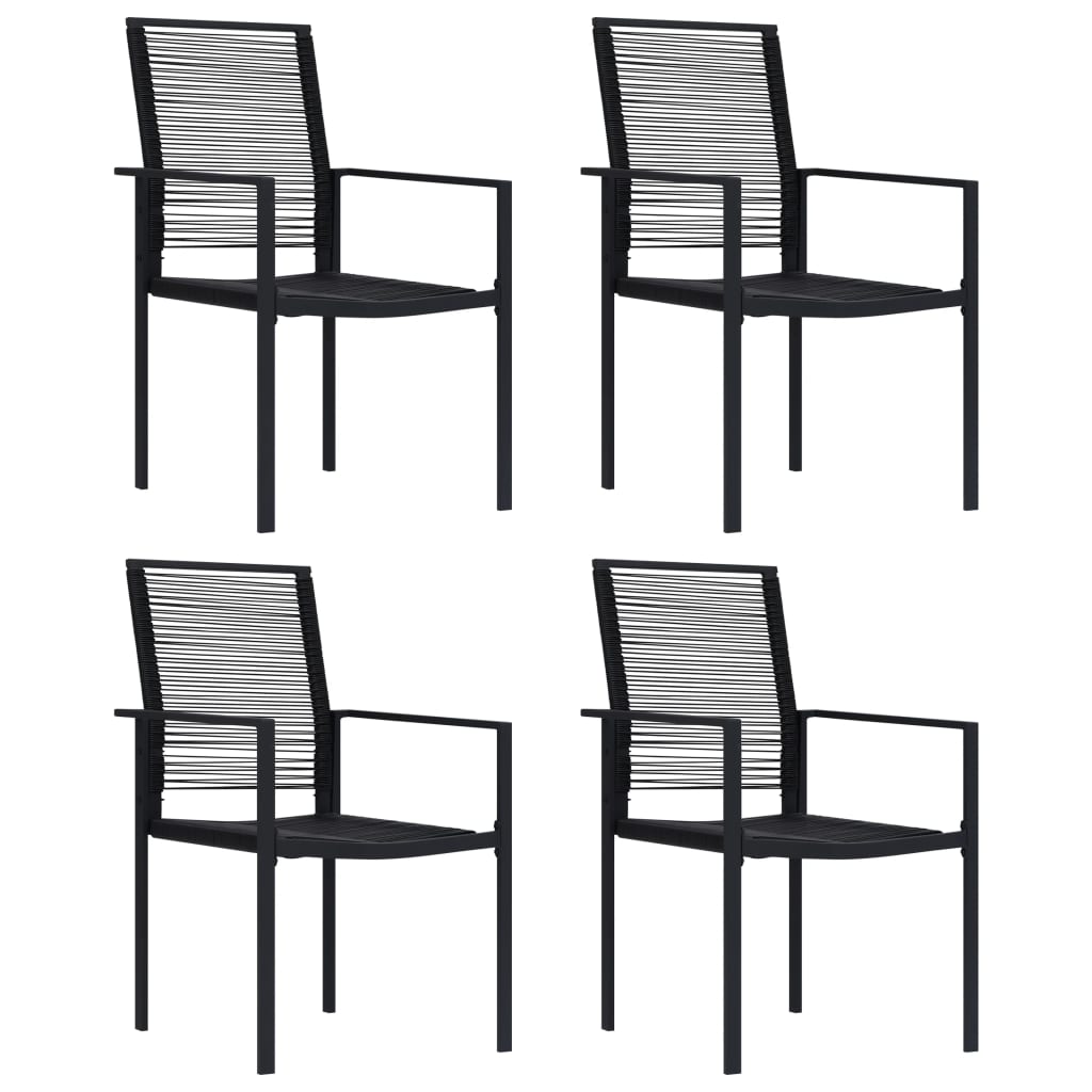 vidaXL Dining Set | Black | Powder-Coated Steel, PVC Hollow Rattan, Glass