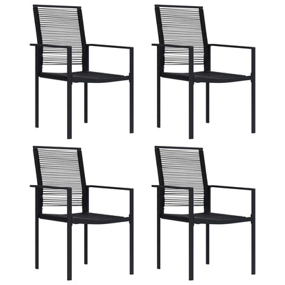 vidaXL Dining Set | Black | Powder-Coated Steel, PVC Hollow Rattan, Glass