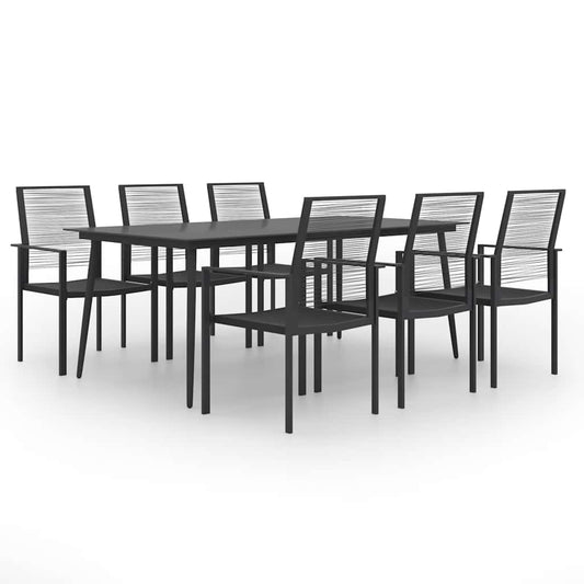 vidaXL Dining Set | Black | Powder-Coated Steel | Large | Durable | Dining Set