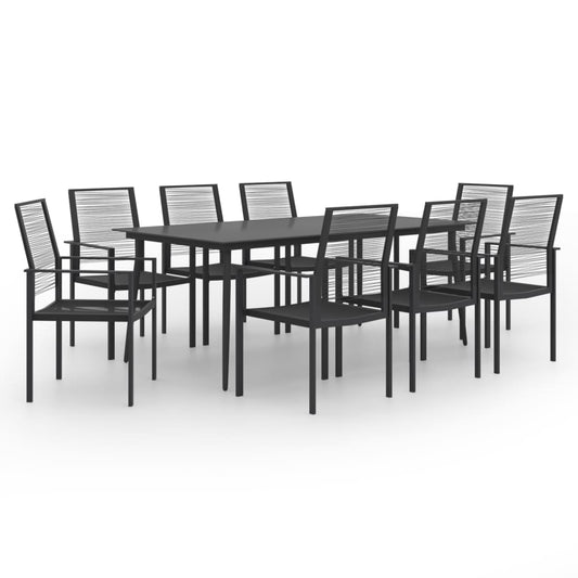 vidaXL Dining Set | Black | Glass | Large |  Durable  | Garden Dining Set