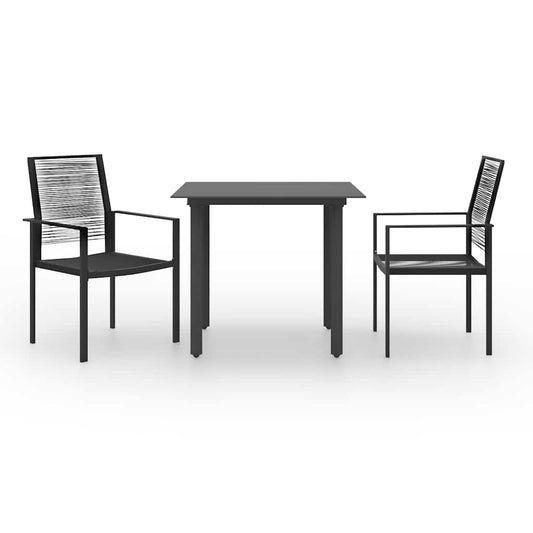 vidaXL Dining Set | Black | Glass, Powder-coated steel, PVC hollow rattan