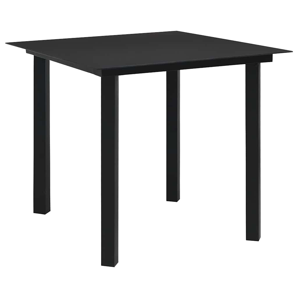 vidaXL Dining Set | Black | Glass, Powder-coated steel, PVC hollow rattan