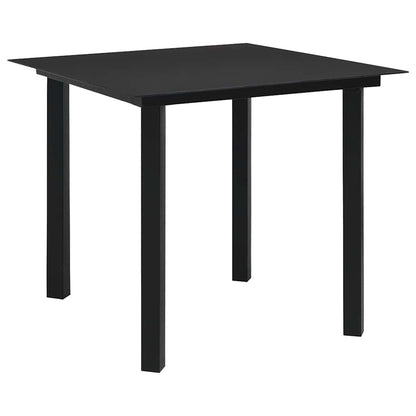 vidaXL Dining Set | Black | Glass, Powder-coated steel, PVC hollow rattan