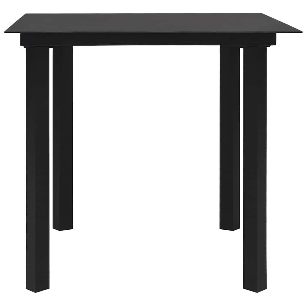 vidaXL Dining Set | Black | Glass, Powder-coated steel, PVC hollow rattan