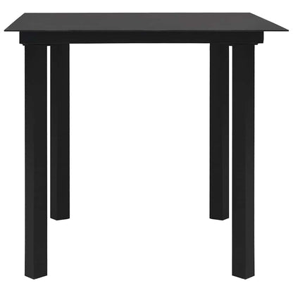 vidaXL Dining Set | Black | Glass, Powder-coated steel, PVC hollow rattan