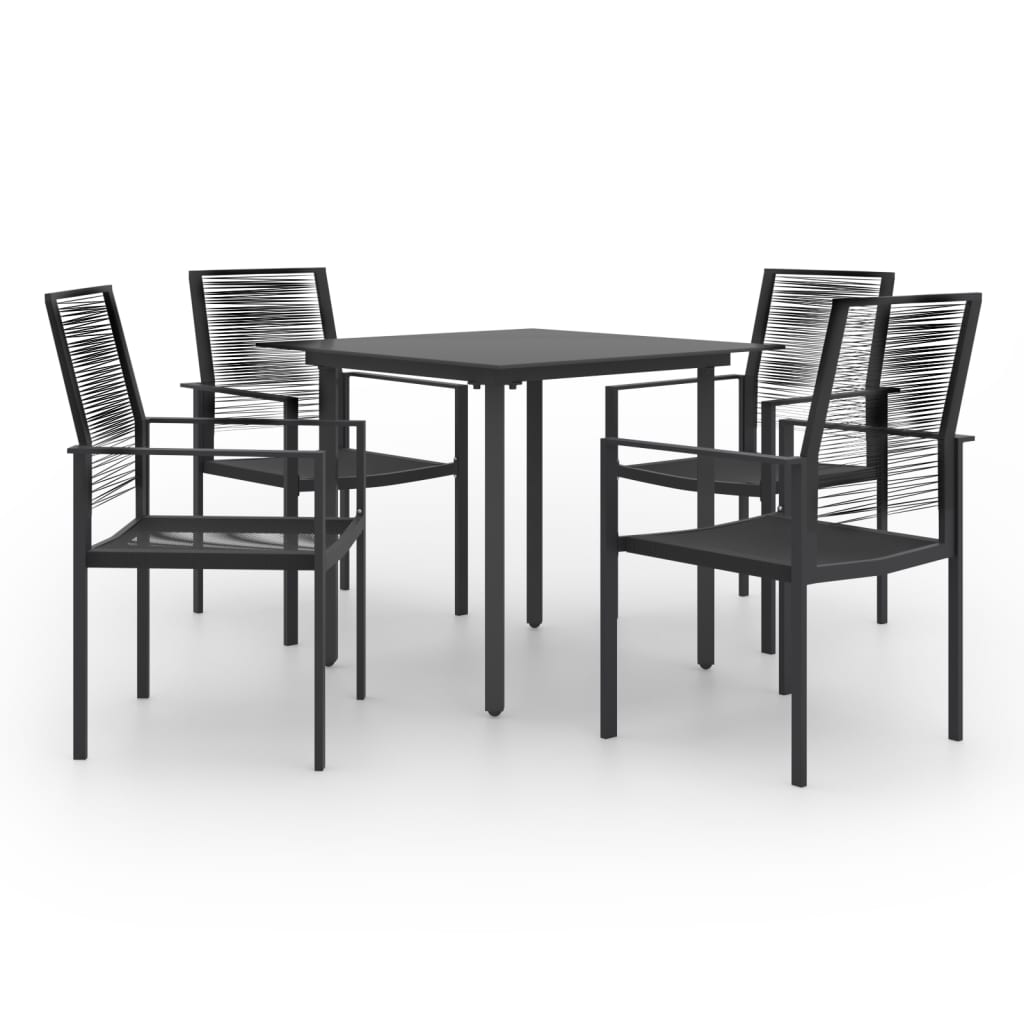 vidaXL Dining Set | Black | Glass | Medium | Durable | Garden Dining Set