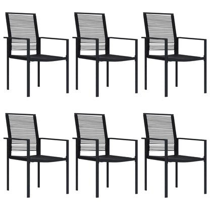 vidaXL Dining Set | Black | Glass, Powder-Coated Steel, PVC Rattan | 7-piece set