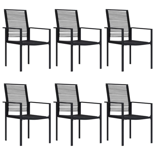 vidaXL Dining Set | Black | Glass, Powder-Coated Steel, PVC Rattan | 7-piece set