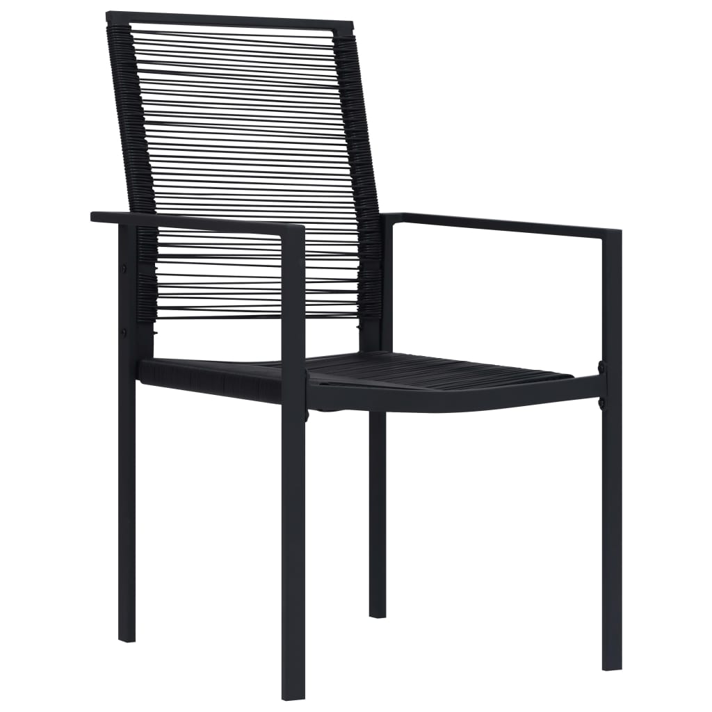 vidaXL Dining Set | Black | Glass, Powder-Coated Steel, PVC Rattan | 7-piece set