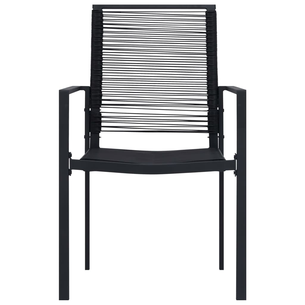 vidaXL Dining Set | Black | Glass, Powder-Coated Steel, PVC Rattan | 7-piece set