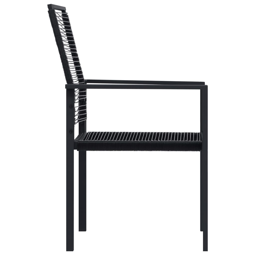 vidaXL Dining Set | Black | Glass, Powder-Coated Steel, PVC Rattan | 7-piece set