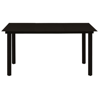 vidaXL Dining Set | Black | Glass, Powder-Coated Steel, PVC Rattan | 7-piece set