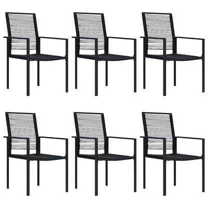 vidaXL Dining Set | Black | Glass, Powder-Coated Steel, PVC Hollow Rattan