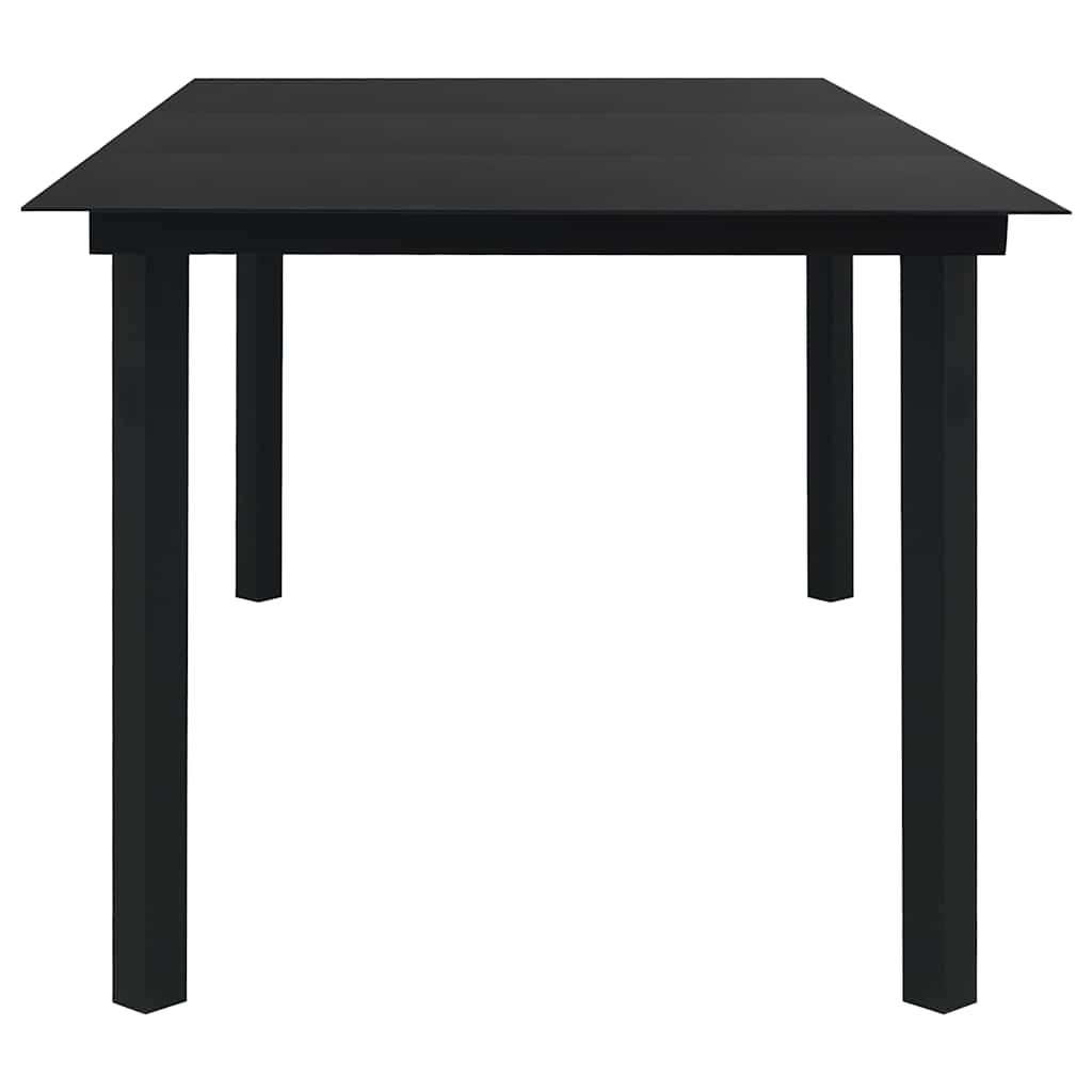 vidaXL Dining Set | Black | Glass, Powder-Coated Steel, PVC Hollow Rattan