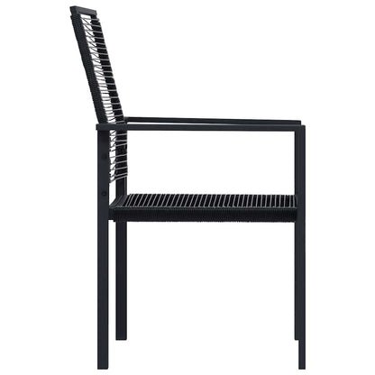 vidaXL Dining Set | Black | Glass, Powder-Coated Steel, PVC Hollow Rattan
