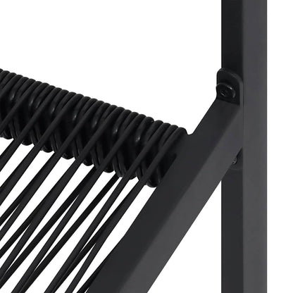 vidaXL Dining Set | Black | Glass, Powder-Coated Steel, PVC Hollow Rattan