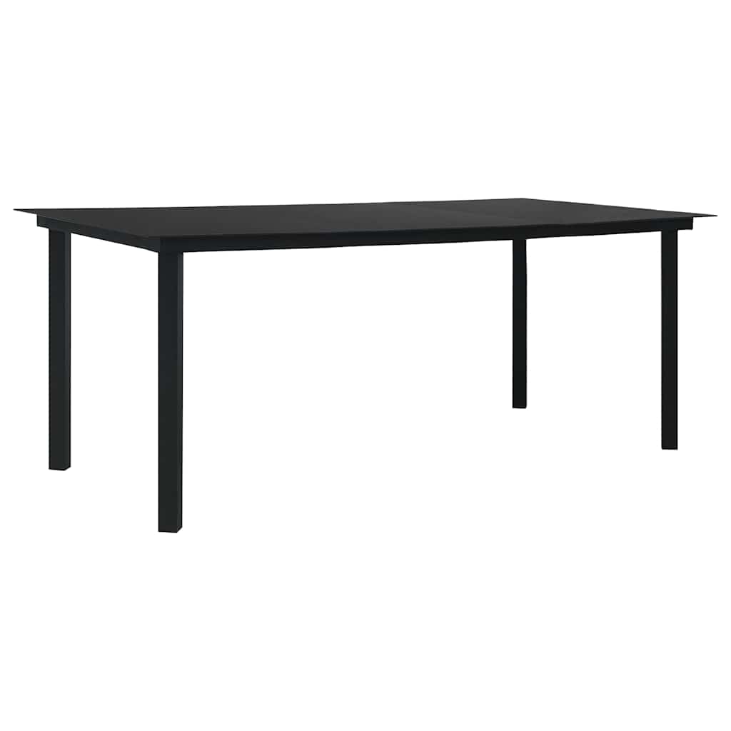 vidaXL Dining Set | Black | Glass, Powder-Coated Steel, PVC Hollow Rattan