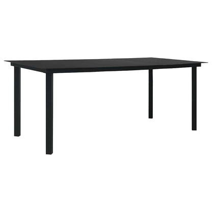 vidaXL Dining Set | Black | Glass, Powder-Coated Steel, PVC Hollow Rattan