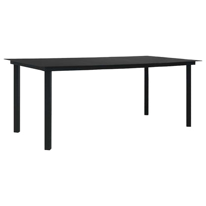 vidaXL Dining Set | Black | Glass, Powder-Coated Steel, PVC Hollow Rattan