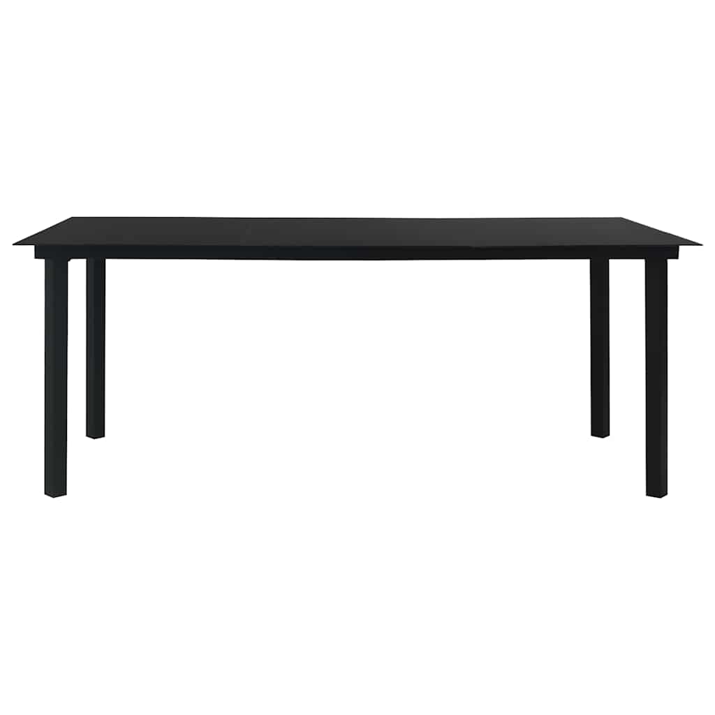 vidaXL Dining Set | Black | Glass, Powder-Coated Steel, PVC Hollow Rattan