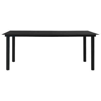 vidaXL Dining Set | Black | Glass, Powder-Coated Steel, PVC Hollow Rattan