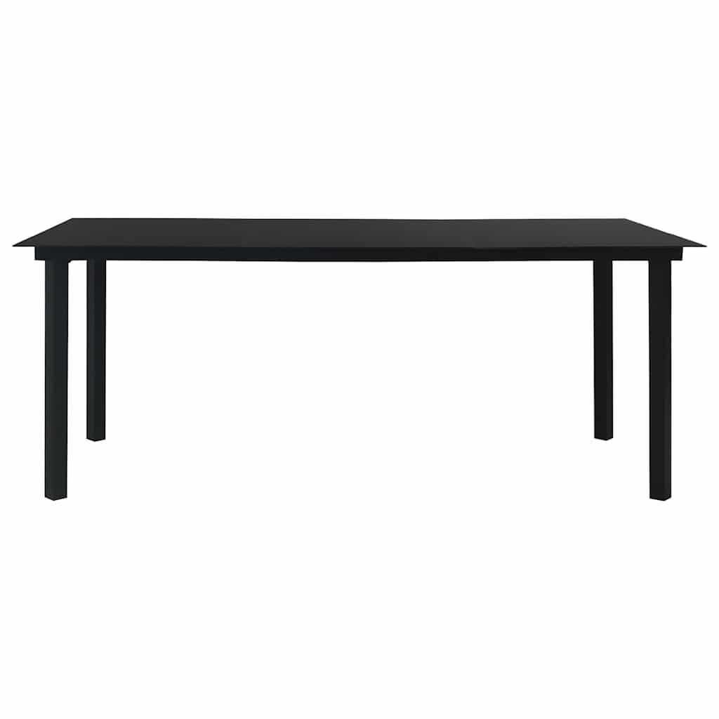 vidaXL Dining Set | Black | Glass, Powder-Coated Steel, PVC Hollow Rattan