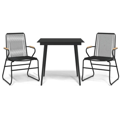 vidaXL 3 Piece Garden Dining Set Black PVC Rattan
