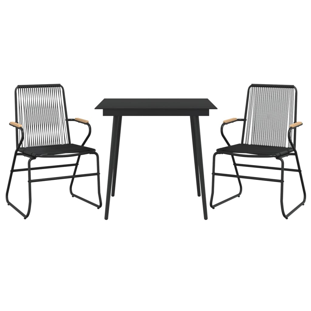 vidaXL 3 Piece Garden Dining Set Black PVC Rattan