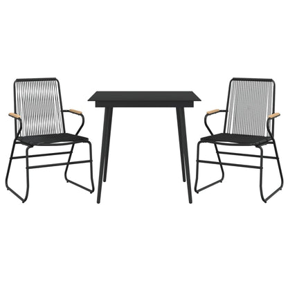 vidaXL 3 Piece Garden Dining Set Black PVC Rattan