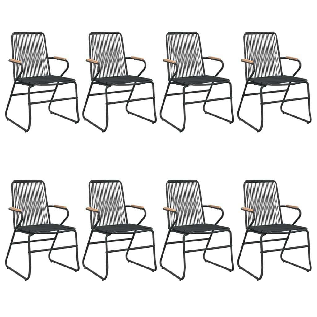 vidaXL 9 Piece Garden Dining Set Black PVC Rattan