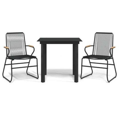 vidaXL 3 Piece Garden Dining Set Black PVC Rattan