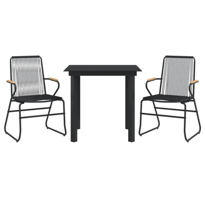 vidaXL 3 Piece Garden Dining Set Black PVC Rattan