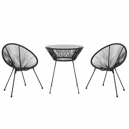 vidaXL 3 Piece Outdoor Dining Set PVC Rattan Black