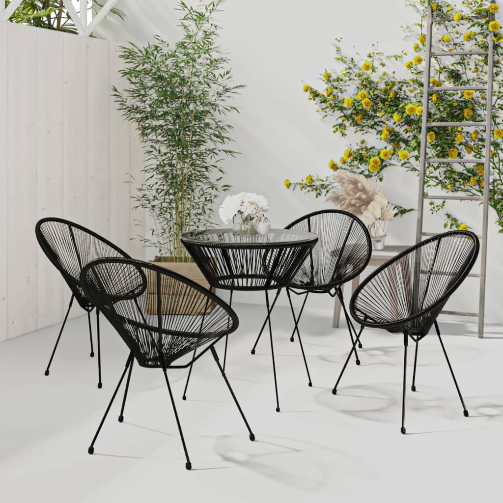 vidaXL Dining Set | Black and Transparent