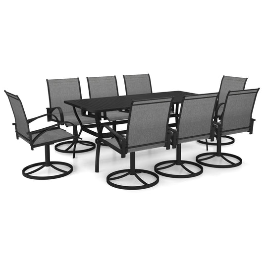 vidaXL Dining Set | Anthracite, Grey | Textilene, Powder-Coated Steel | Large