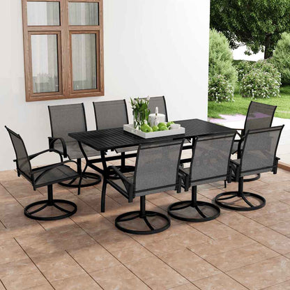 vidaXL 9 Piece Garden Dining Set Textilene and Steel