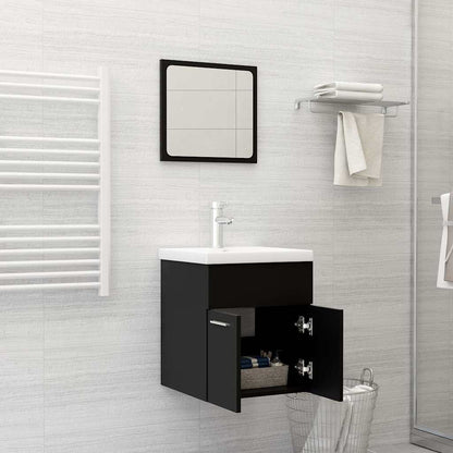 804774 vidaXL 2 Piece Bathroom Furniture Set Black Engineered Wood