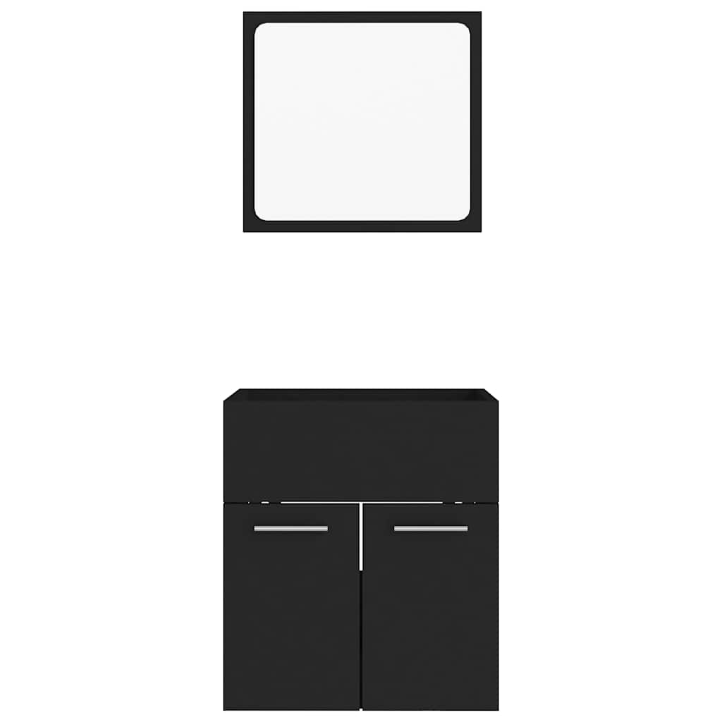 vidaXL 2 Piece Bathroom Furniture Set Black Engineered Wood