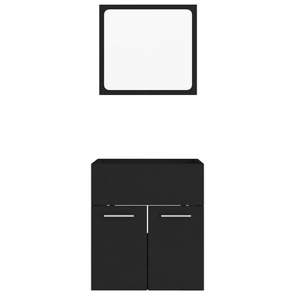 vidaXL 2 Piece Bathroom Furniture Set Black Engineered Wood