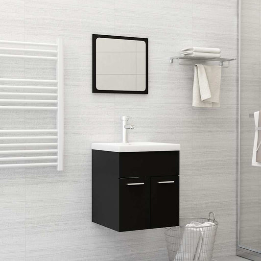 804774 vidaXL 2 Piece Bathroom Furniture Set Black Engineered Wood