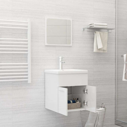 804779 vidaXL 2 Piece Bathroom Furniture Set High Gloss White Engineered Wood
